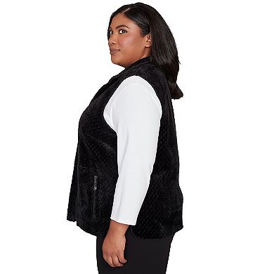 Plus Size Alfred Dunner Plush Fleece Lined Mock Neck Vest