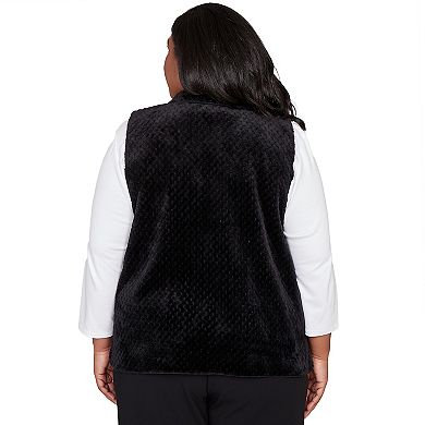 Plus Size Alfred Dunner Plush Fleece Lined Mock Neck Vest