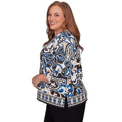 Plus Size Alfred Dunner Paisley Knit Top with Necklace