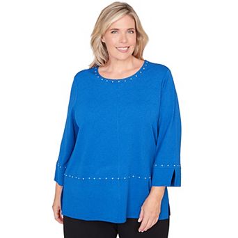 Plus Size Alfred Dunner Solid Floral Jacquard Knit Top