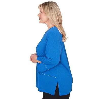 Plus Size Alfred Dunner Solid Floral Jacquard Knit Top