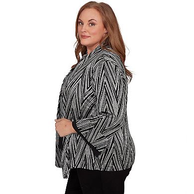 Plus Size Alfred Dunner Metallic Chevron Two-in-One Top with Necklace