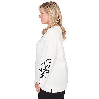 Plus Size Alfred Dunner Floral Soutache Lightweight Sweater