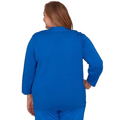 Plus Size Alfred Dunner Vertical Animal Print Two-in-One Sweater