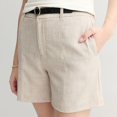 Juniors' SO Twill Suiting Pintuck Trouser Shorts