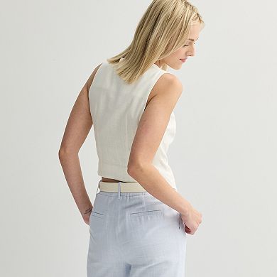 Juniors' SO® Linen Button Front Vest
