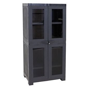 Sunnydaze Window-Front Storage Cabinet with Adjustable Shelves Charcoal