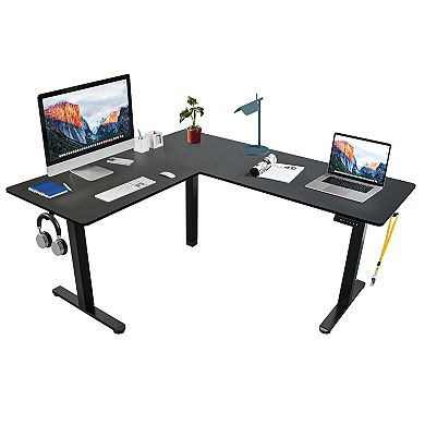 Techni Mobili 63” W L-Shaped Electric Standing Desk, Black