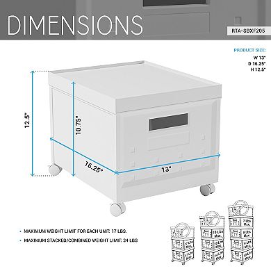 Techni Mobili Stackable Plastic File Boxes with Wheels, 2-Pack