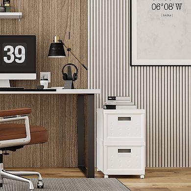 Techni Mobili Stackable Plastic File Boxes with Wheels, 2-Pack