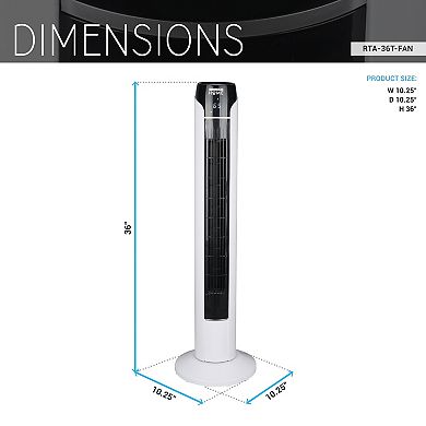 Techni Home 36” Tower Fan with Remote and LED Display