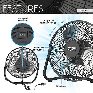 Techni Home 9” High Velocity 2-Speed Portable Electric Fan
