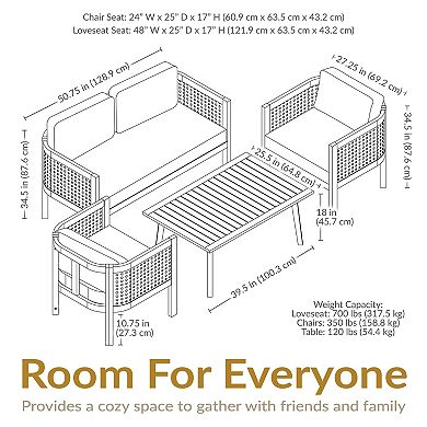 Sunnydaze Sanibel 4-Piece Acacia Outdoor Conversation Set - Gray