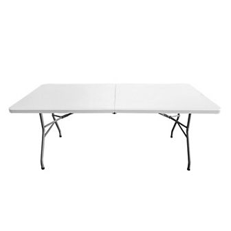 Techni Home 6 FT Granite White Folding Table with Easy-Carry Handle