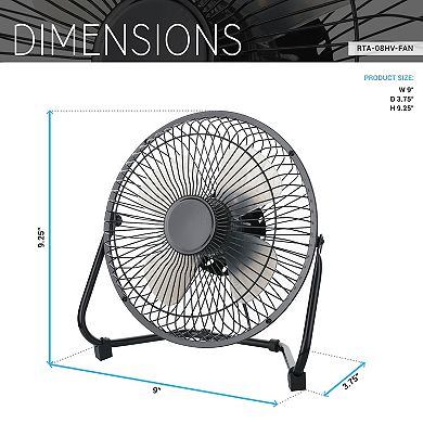 Techni Home 8” High Velocity 2-Speed USB Powered Portable Fan