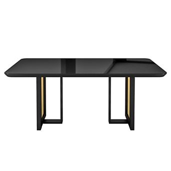 Techni Home Modern Black and Gold Dining Table for 6