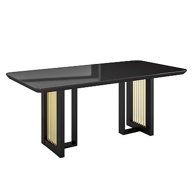 Techni Home Modern Black and Gold Dining Table for 6