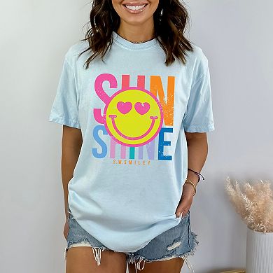 S.W.Smiley Sunshine Neon - Women's Garment Dyed Graphic T-Shirt