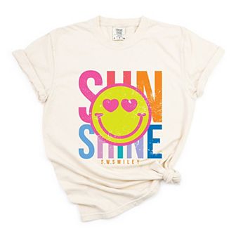 S.W.Smiley Sunshine Neon - Women's Garment Dyed Graphic T-Shirt