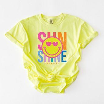 S.W.Smiley Sunshine Neon - Women's Garment Dyed Graphic T-Shirt