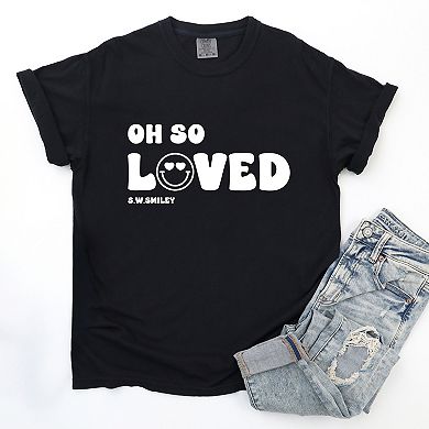 S.W.Smiley Oh So Loved - Women's Garment Dyed Graphic T-Shirt