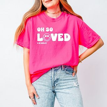 S.W.Smiley Oh So Loved - Women's Garment Dyed Graphic T-Shirt