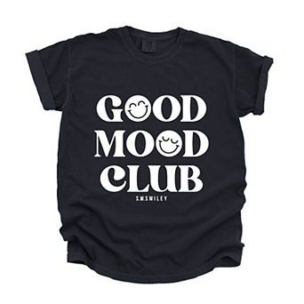 S.W.Smiley Good Mood Club - Women's Garment Dyed Graphic T-Shirt