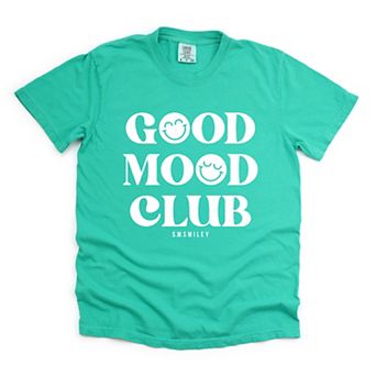 S.W.Smiley Good Mood Club - Women's Garment Dyed Graphic T-Shirt
