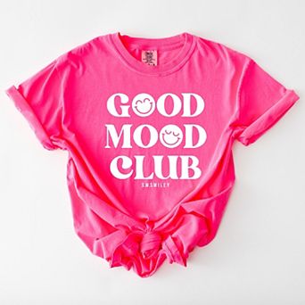S.W.Smiley Good Mood Club - Women's Garment Dyed Graphic T-Shirt