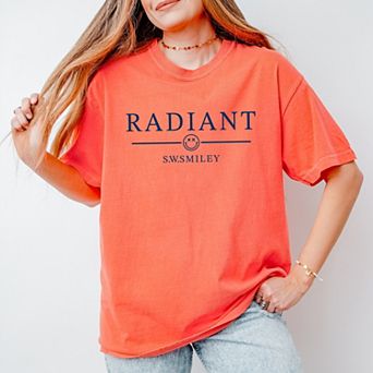 S.W.Smiley Radiant Smiley Outline - Women's Garment Dyed Graphic T-Shirt