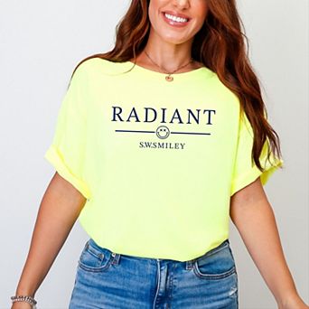 S.W.Smiley Radiant Smiley Outline - Women's Garment Dyed Graphic T-Shirt
