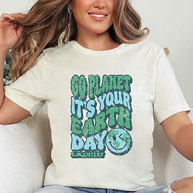 S.W.Smiley Go Planet It's Your Earth Day - Women's Short Sleeve Graphic T-Shirt
