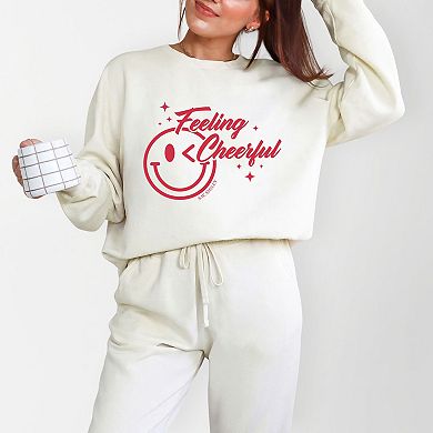 S.W.Smiley Feeling Cheerful Sparkle - Women's Lightweight Garment Dyed Sweatshirt