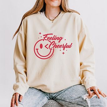 S.W.Smiley Feeling Cheerful Sparkle - Women's Lightweight Garment Dyed Sweatshirt