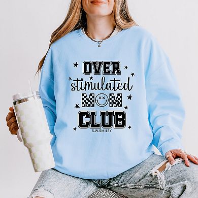 S.W.Smiley Over Stimulated Mom Club - Women's Lightweight Garment Dyed Sweatshirt