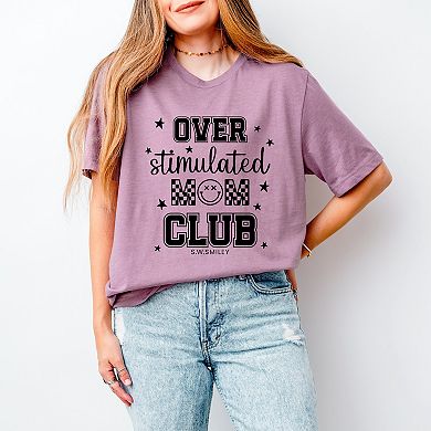 S.W.Smiley Over Stimulated Mom Club - Women's Short Sleeve Graphic T-Shirt