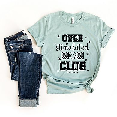 S.W.Smiley Over Stimulated Mom Club - Women's Short Sleeve Graphic T-Shirt