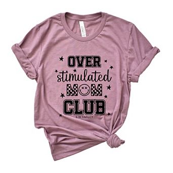 S.W.Smiley Over Stimulated Mom Club - Women's Short Sleeve Graphic T-Shirt