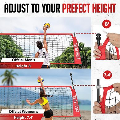 Portable Volleyball Net 12/20ft Adjustable Height