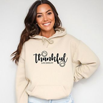 S.W.Smiley Thankful Cursive - Women's Graphic Hoodie