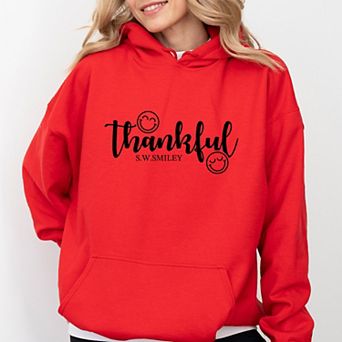 S.W.Smiley Thankful Cursive - Women's Graphic Hoodie