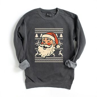 Ugly Sweater Santa Face - Women's Garment Dyed Sweatshirt
