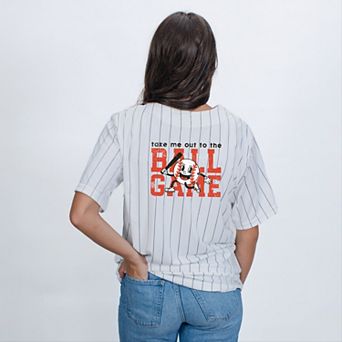 Take Me Out To The Ball Game Distressed - Womens Striped Baseball Jersey