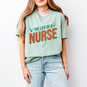 The Life Of A Nurse Puff/Glitter - Womens Short Sleeve Tee
