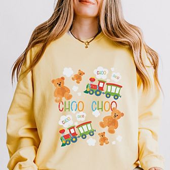 Teddy Bears and Choo Choo Trains - Lightweight Garment Dyed Sweatshirt