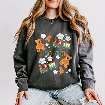 Teddy Bears and Choo Choo Trains - Lightweight Garment Dyed Sweatshirt