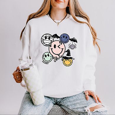 S.W.Smiley Halloween Smileys - Women's Lightweight Garment Dyed Sweatshirt