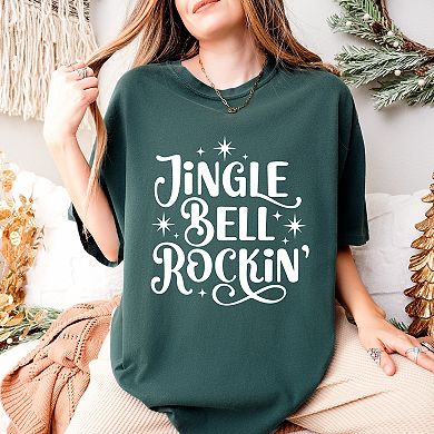 Jingle Bell Rockin' Sparkle - Womens Garment Dyed Tee