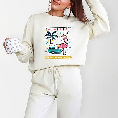 Ugly Sweater Flamingo - Women's Lightweight Garment Dyed Sweatshirt