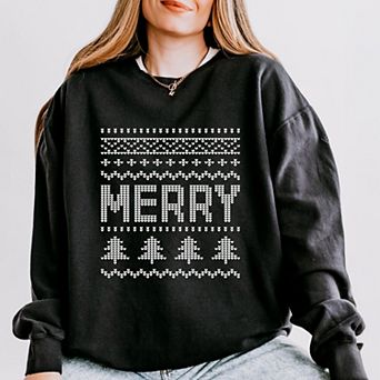 Ugly Sweater Merry - Women's Lightweight Garment Dyed Sweatshirt